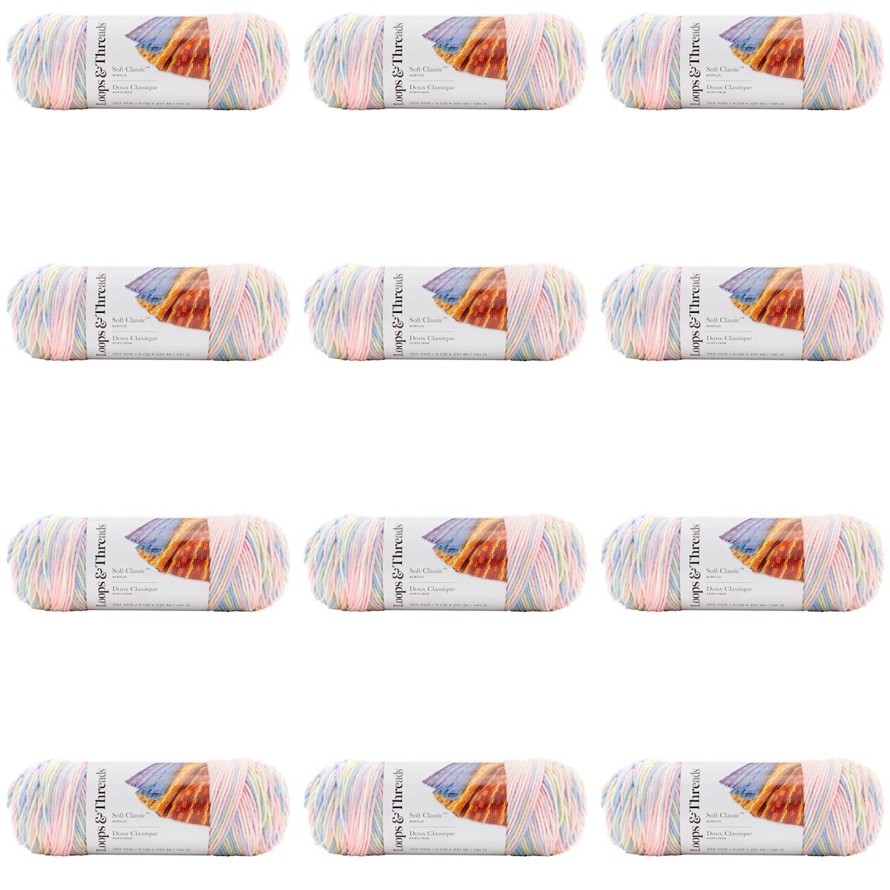 12 Pack: Soft Classic™ Multi Ombre Yarn by Loops & Threads®